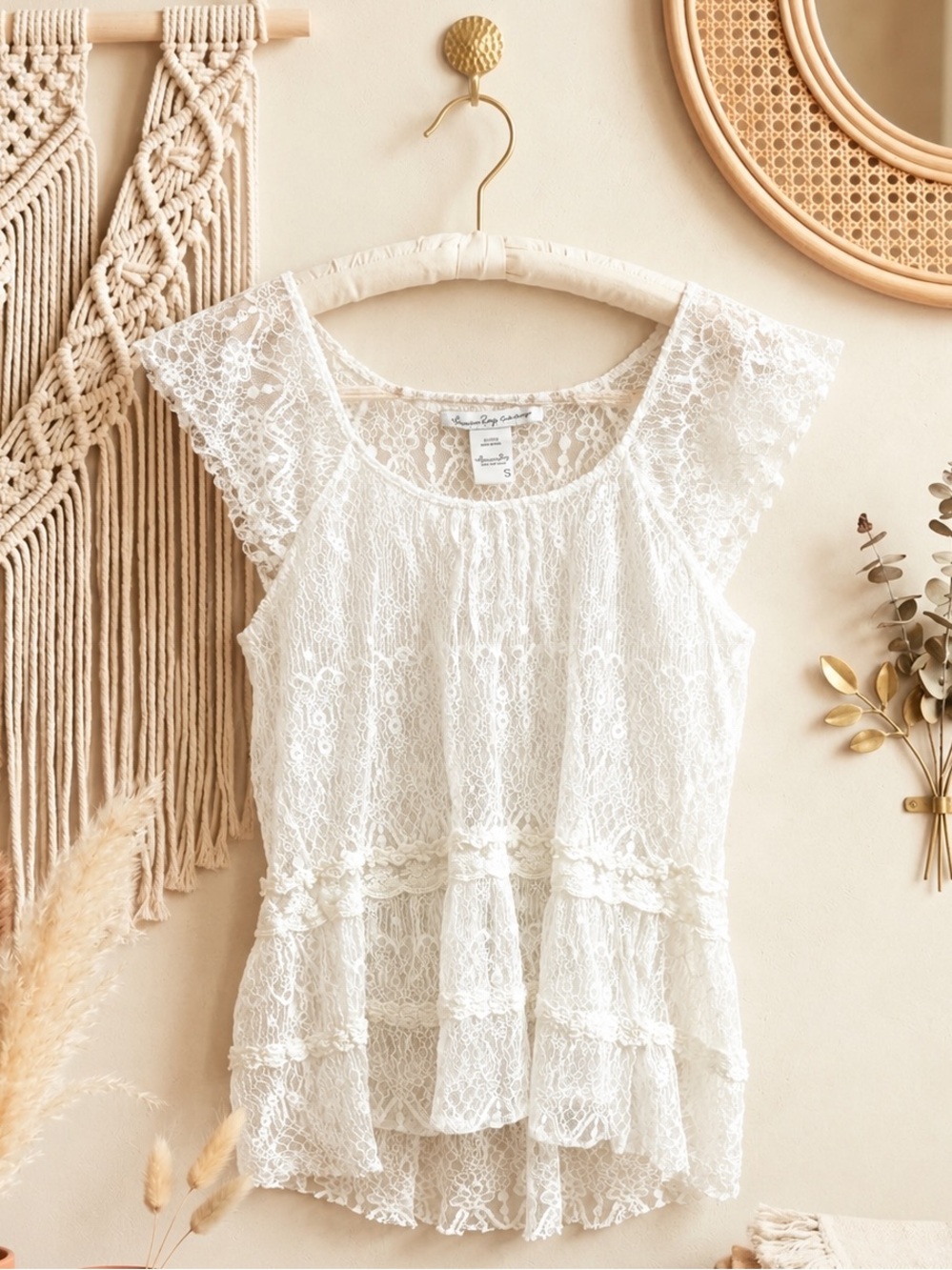 American Rag Vintage Y2K White Lace Blouse
